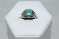 .925 Silver & Torquoise Ring Sz  7.5