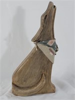 Wooden coyote sculpture