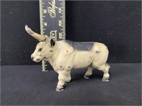 Vintage Cast Iron Longhorn Bull Coin Bank