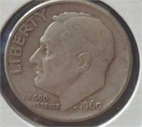 Silver 1960 Roosevelt dime