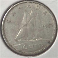 Silver 1966 Canadian dime