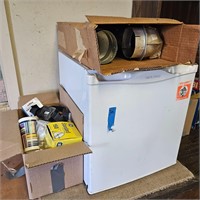 Small refrigerator and 2 boxes of hardware