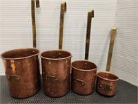 Vintage copper Measurement cups with long