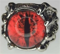 Red eyeball ring size 9 adjustable