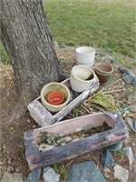 Lot of Various Planters- One Log Planter Has Crack