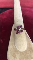 14k ring with diamond chips, and rubies