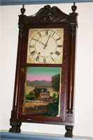 Henry Terry & Co Shelf Clock w/ Reverse Painted