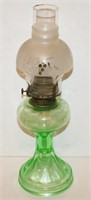 Green Depression Kerosene Lamp w/ Etched