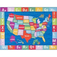 ERIC CARLE ELEMENTARY USA MAP KIDS AREA RUG BLUE
