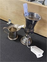 Sterling Kiddish cup & creamer.