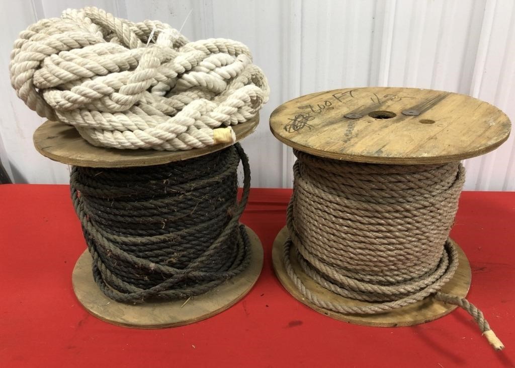 2 Partial Spools of Rope & Roll of HD Rope