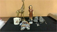 Giraffe, Vintage Native American Girl Doll Glass