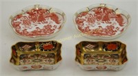 4 ROYAL CROWN DERBY DISHES - OLD IMARI & RED AVES
