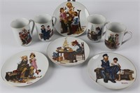 Norman Rockwell Coffee Cups & Saucers Set (8)