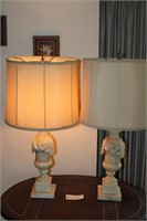 Pair Of Heavy Beautiful Carved Marble Lamps
