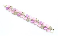 VNTG Lisner Pink Lucite & Leaf Bracelet