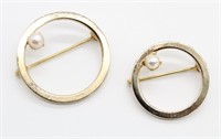 2 Single Pearl & Ring Form Pendant