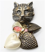Cat & Heart Form Charm Pendant