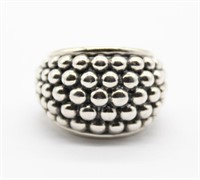 Silver Tone Bead Pattern Ring