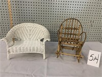 WICKER DOLL BENCH / TWIG DOLL BENCH