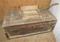 Antique woodworkers chest with hand planes,