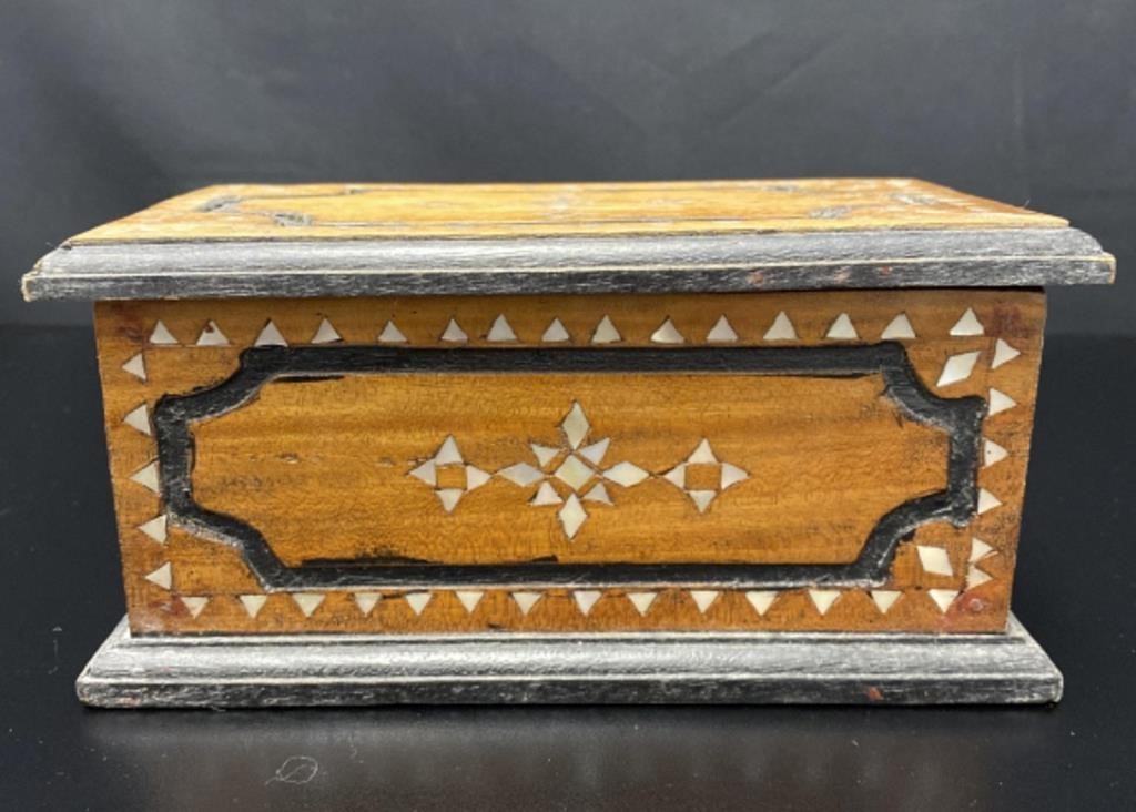 Mother of Pearl Inlaid Wooden Storage Box.