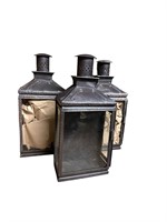 Group of 3 Tin, Wall Lanterns with Glass