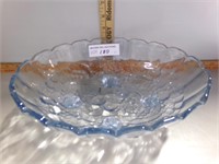 Light blue glass fruit bowl