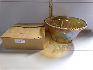 Carnival Glass punch bowl with 12 cups
