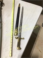 Modern reproduction brass handled bayonet and