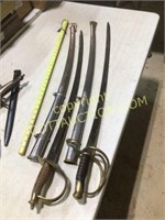 2 reproduction military sabers with sheaths, s