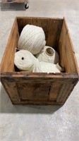 Wood crate with yarn