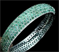 Natural Untreated Colombian Emerald Bangle