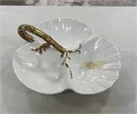 White and Gold Divided Bowl