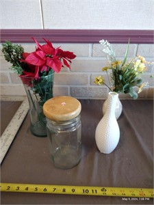 Glass vases, jar