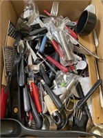 Assorted box of kitchen gadgets and more