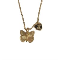 Pretty Butterfly Initial X Necklace Gold-tone