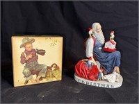 Norman Rockwell Santa Figurine & Rare Music Box