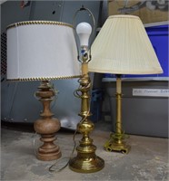 3 pcs. Table Lamps - Brass Column Lamp