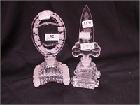 Two crystal perfume bottles, both marked