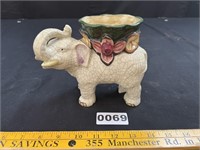 Antique Elephant Ceramic Planter