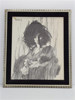 ALDO LUONGO PRINT "MOTHER & CHILD" 29.25" X 25.25"