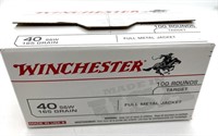 (100) Rounds 40 S&W, Winchester 165 gr FMJ