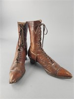Antique Victorian Lace Up Leather Boots