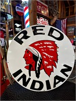 30” Round Porcelain Red Indian Sign