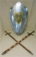 Fleur de Lis Metal Shield and Decorative Swords.
