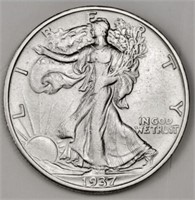 1937 s AU Grade Walking Liberty Half Dollar