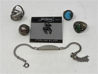 Ring, 2 Charms, & Bracelet Mkd. Sterling - 29.5