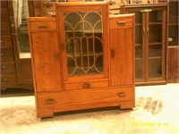 Solid Wood Vintage China Cabinet on Casters
