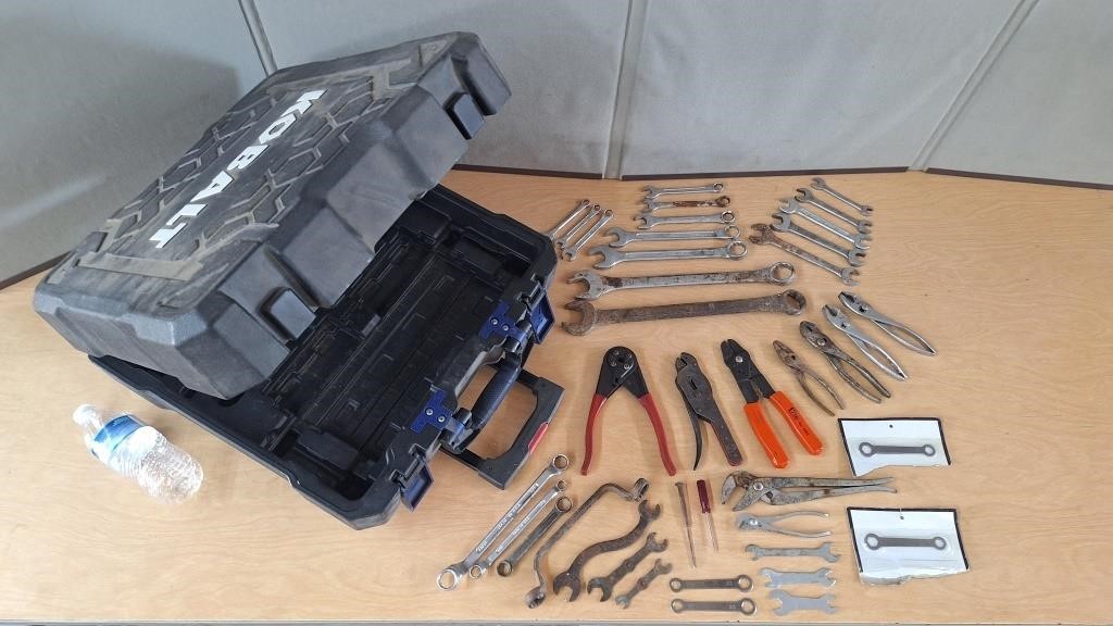 KOBALT TOOL BOX,ASST. WRENCHES,SPECIALTY TOOLS,ETC